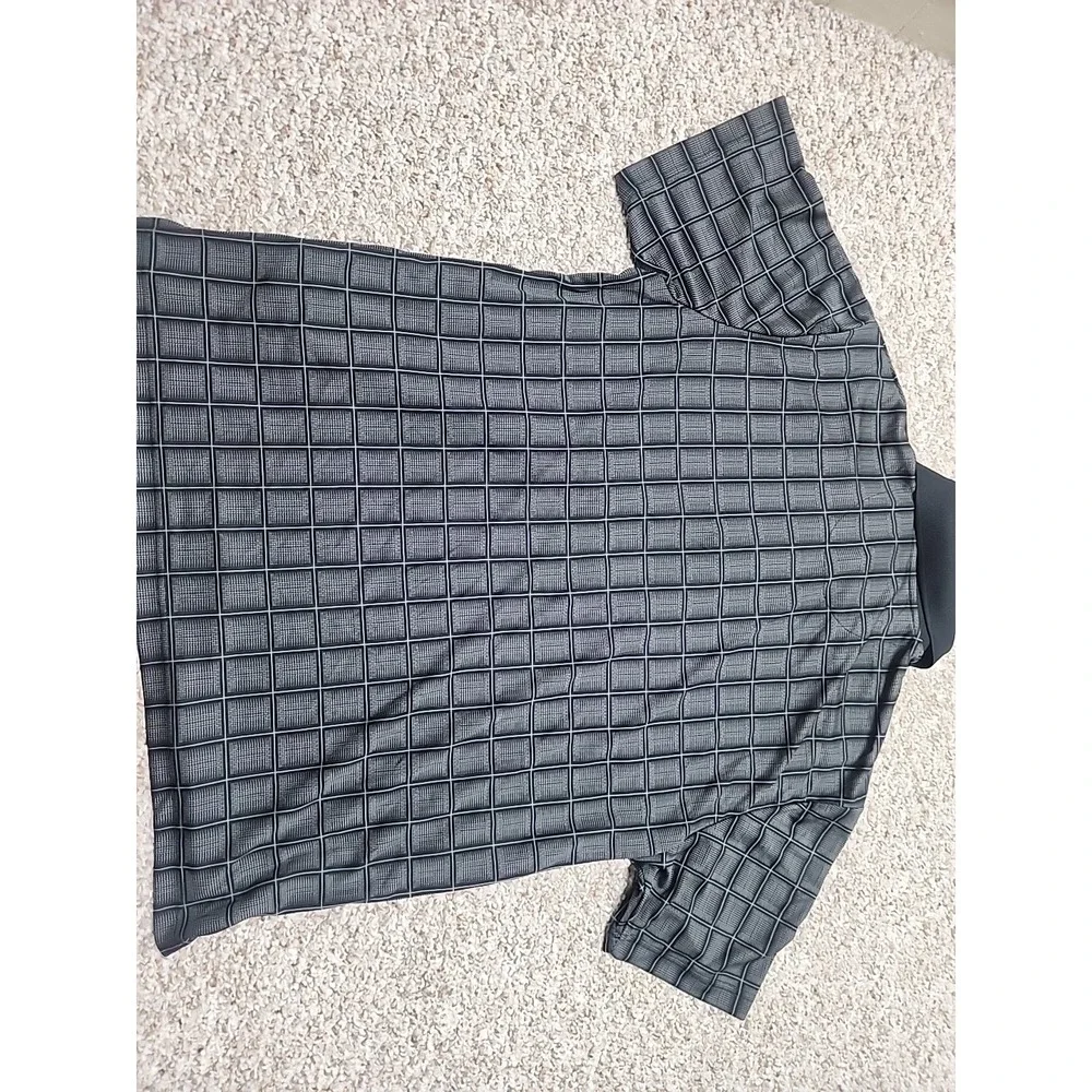 PGA Tour Black Plaid Polo Shirt Men's Short Sleeve  NWT $55 ‎ XXL